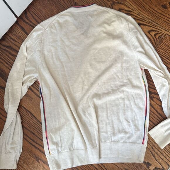 Paul Smith Wool V-neck Lightweight Sweater with Colorful Stripes Size XL - Picture 6 of 6